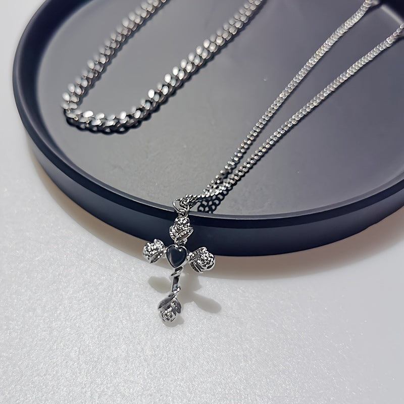 Elegant Flower Cross Necklace