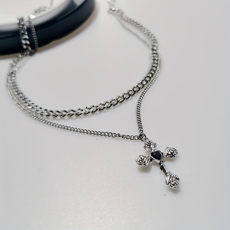 Elegant Flower Cross Necklace