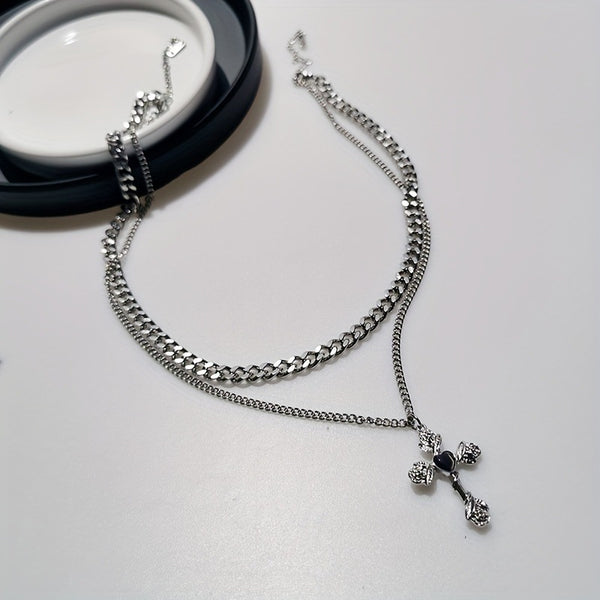 Elegant Flower Cross Necklace